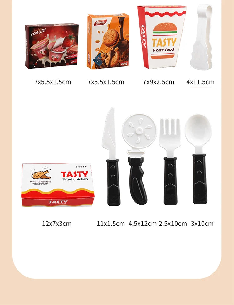 Realistic Play Food Set for Kids with Burger, Fries & More