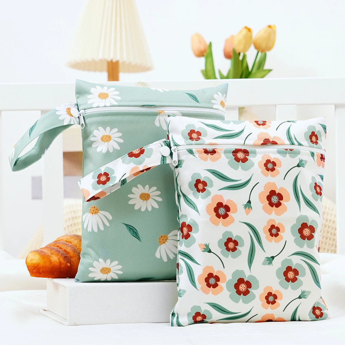 2-Pack Waterproof Wet/Dry Bags for Diapers & Baby Essentials