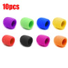 A pack of 10 colorful microphone windscreen foam covers in various colors like purple, green, blue, yellow, red, and black.