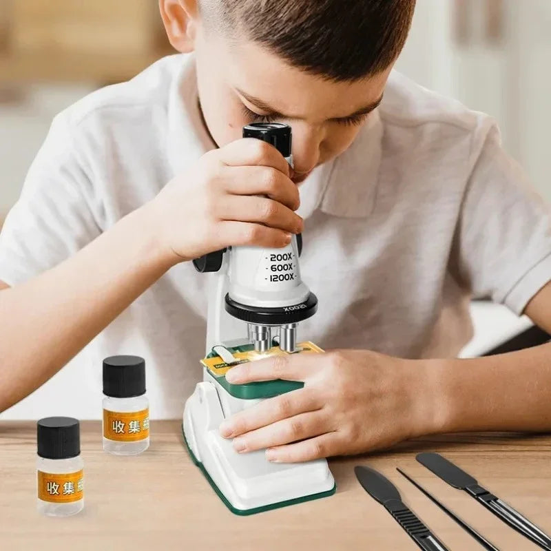 Kids Pocket Microscope with LED Light - 200x to 1200x Zoom for STEM Learning
