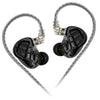 A pair of KZ ZAR Hybrid Driver in-ear monitors with detachable cables shown against a white background.
