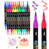 A set of 48 color dual-tip glitter brush markers in various bright colors arranged vertically.