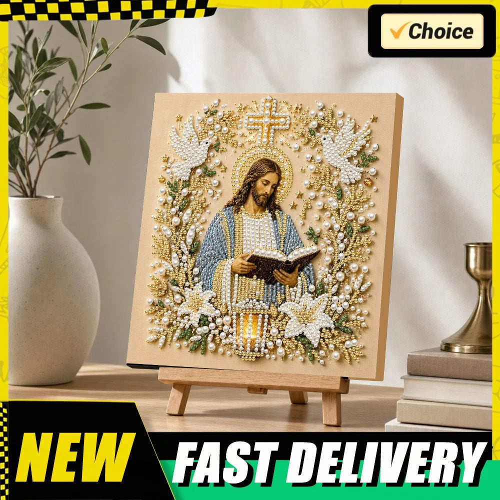 Religious Diamond Painting Kit with Frame – Jesus and Holy Mary