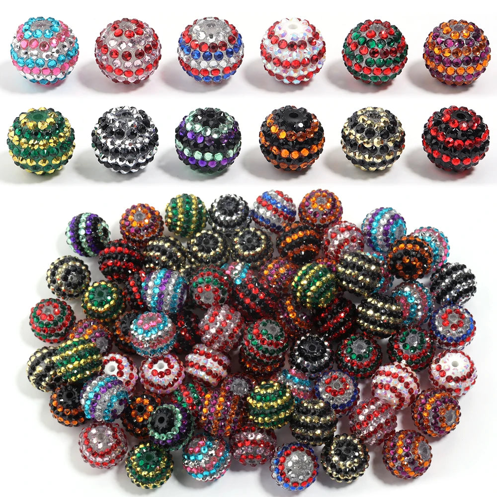 Sparkling Two-Tone Striped Resin Beads (20mm, Set of 5)