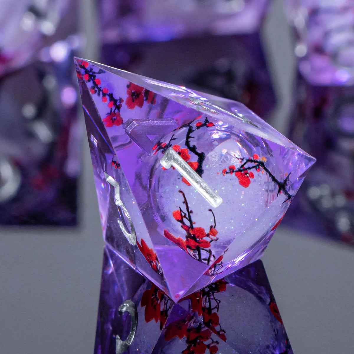 Liquid Core Glow D&D Dice Set with Sharp Edges
