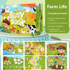 A colorful busy book for toddlers featuring animal and number learning activities.