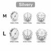 Silver rhinestone pearl beads shown in medium and large sizes for jewelry making