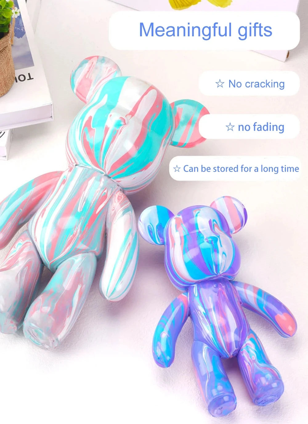 DIY Fluid Bear Sculpture Kit - Paintable Resin Bear Figurine for Creative Home Decor