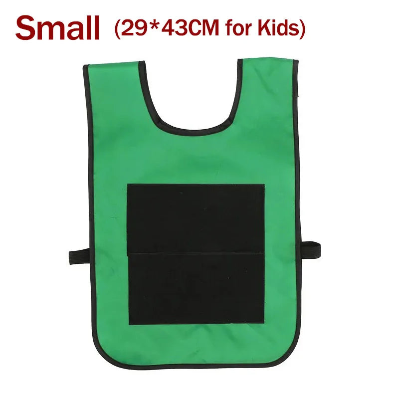 Small green sticky dodgeball vest for kids with a black rectangular insert