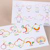 A set of colorful wooden arch blocks featuring animals and objects like deer, owl, rabbit, turtle, beetle, goose, squirrel, t