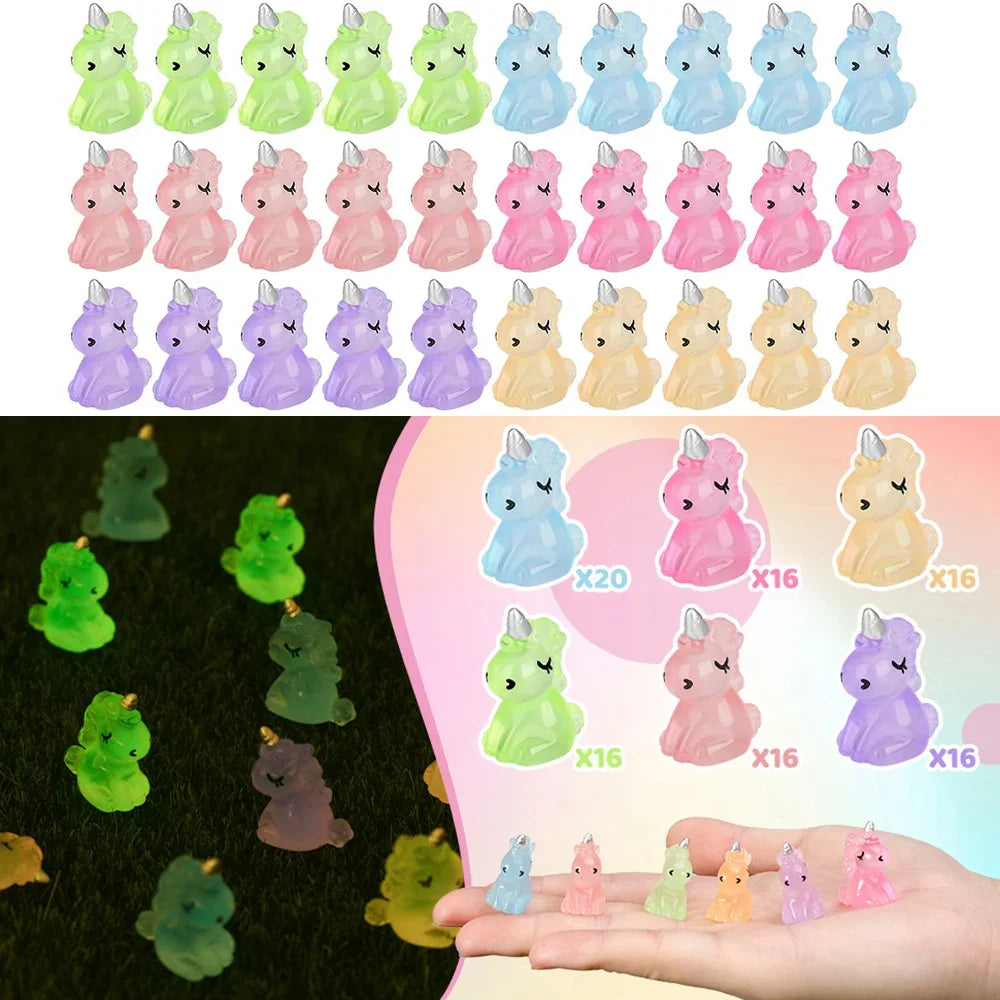 Glow-in-the-Dark Mini Unicorn Figurines (100-Piece Set)