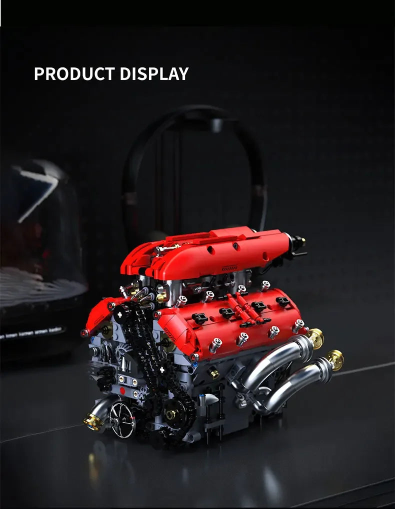 V8 Engine Model Building Blocks Set with Electric Motor