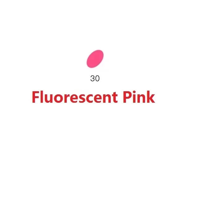 A pink, oval-shaped polymer clay product with the number 30 displayed next to the text Fluorescent Pink.