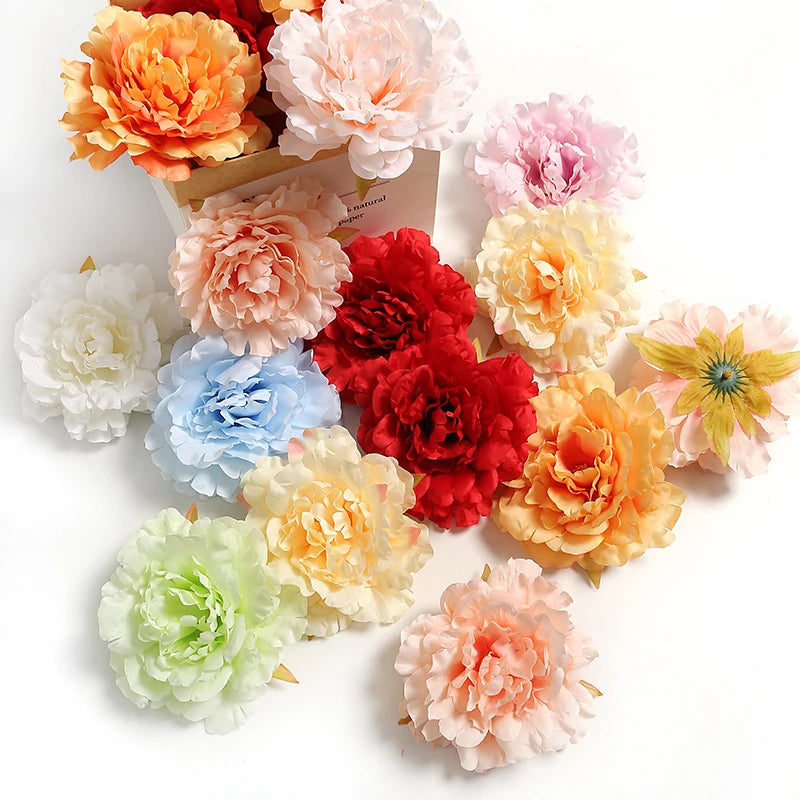 Silk Peony Artificial Flower Heads for Crafts and Home Decor