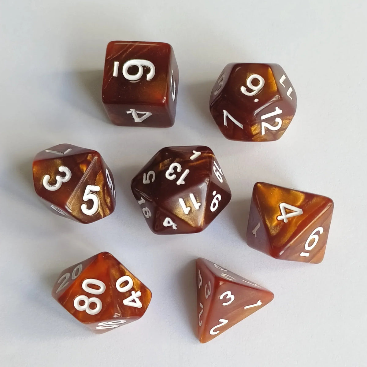 Colorful Pearl Polyhedral Dice Set for Tabletop RPGs