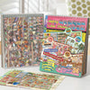 A set of stickers featuring supermarket and convenience store themed designs on spiral-bound notebooks.