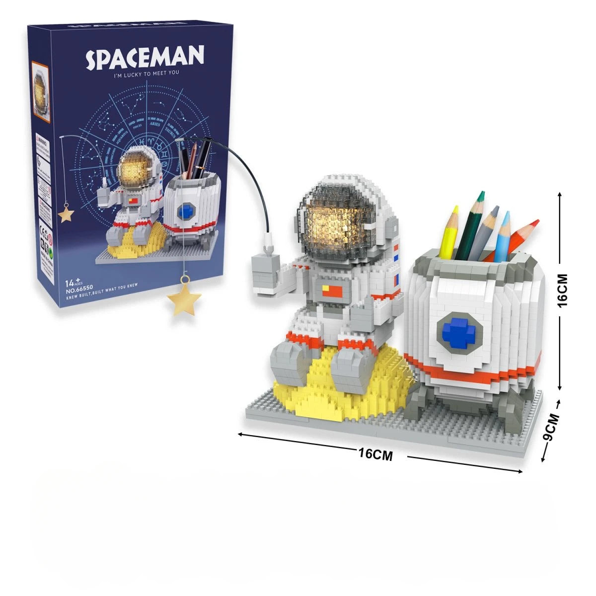 Luminous Astronaut Moon Building Blocks Set with LED Light Technology
