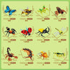 A collection of insect building blocks including a bee, ant, butterfly, and various other insects.