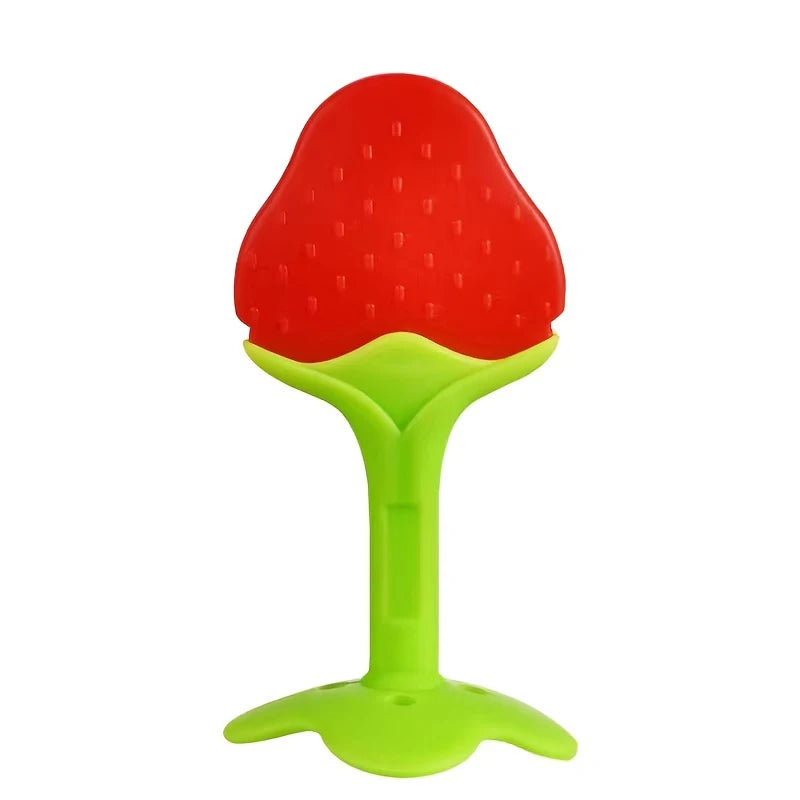 Strawberry-Shaped Silicone Baby Teether for Soothing Gums