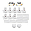 A set of magnetic child safety cabinet locks including 8 locks, 2 keys, and various lock components.