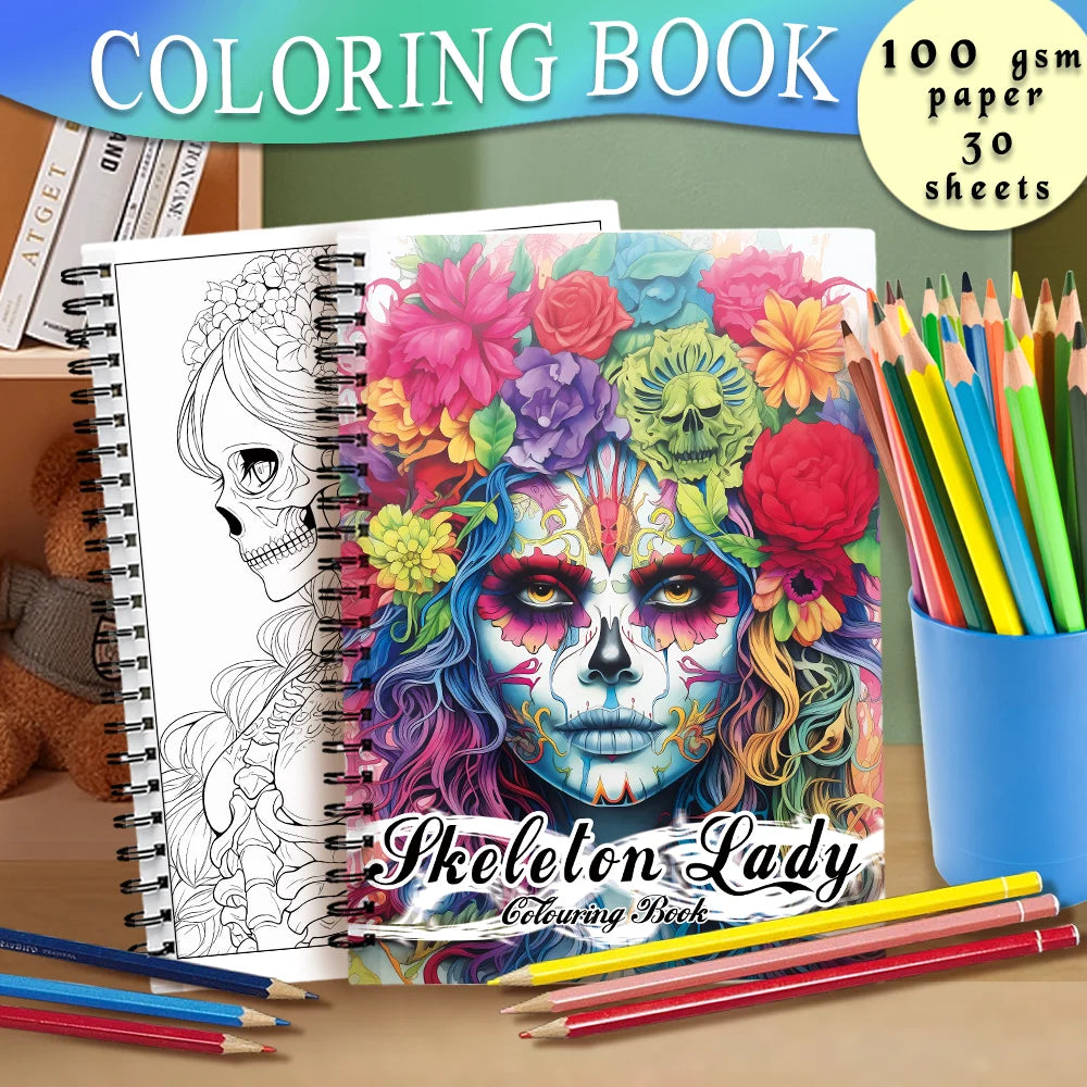 Spiral-Bound Adult Coloring Book – 30 Sheets of Premium Thick Paper