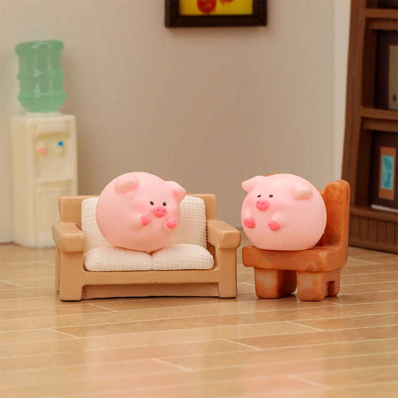 Cute Mini Piggy Resin Figurine for Desk, Shelf & Garden Decor
