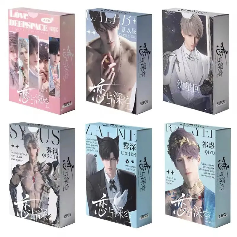 A set of five collectible LOMO photo cards featuring male models in various styles and outfits.
