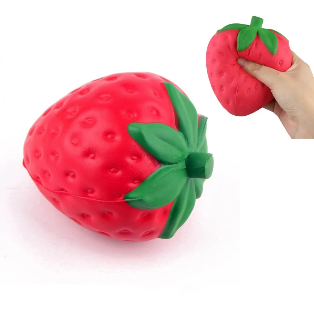 Giant Strawberry Squishy Stress Relief Toy – Soft Sensory Fidget for Calm & Relaxation