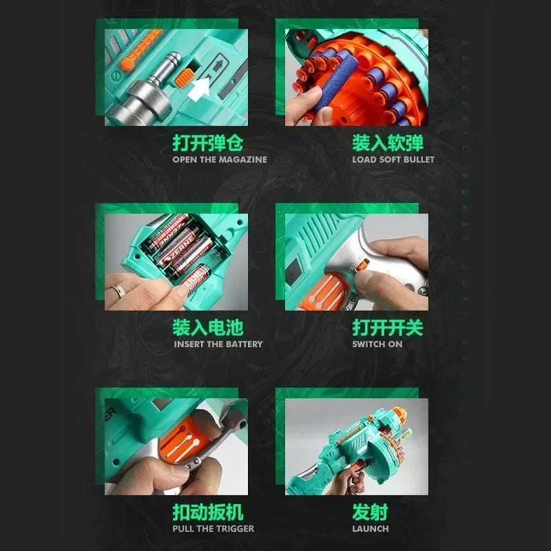 Electric Gatling Blaster Toy Gun with Suction Cup Darts