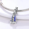 Sterling silver charm beads set featuring cross, angel, and evil eye designs for DIY jewelry making