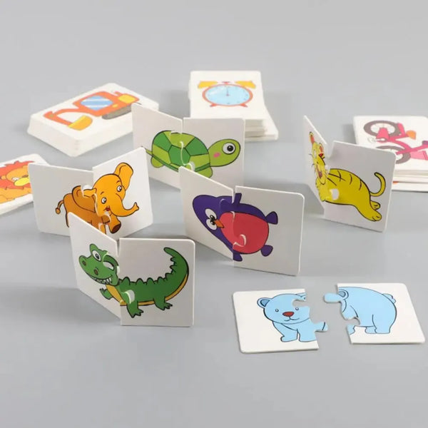 A collection of colorful animal matching cards for a cognitive puzzle game.