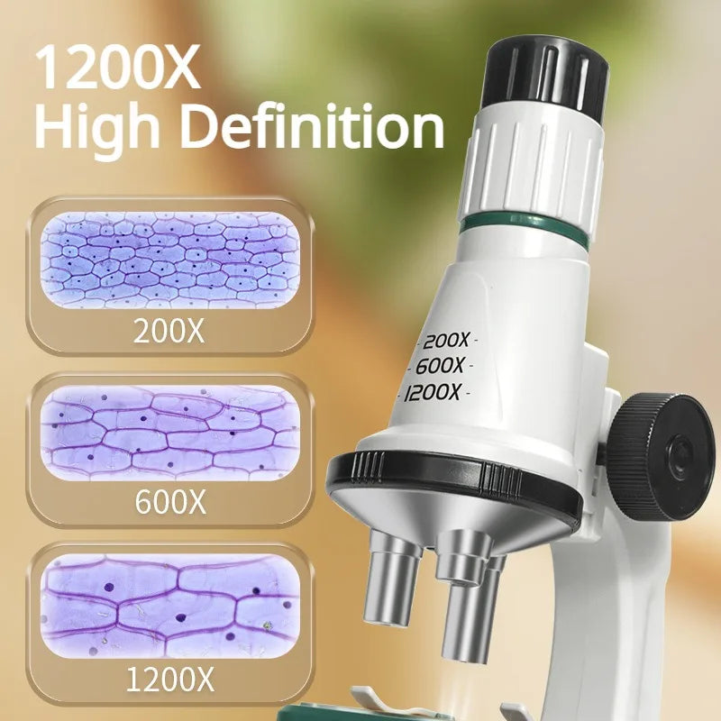 Kids Pocket Microscope with LED Light - 200x to 1200x Zoom for STEM Learning
