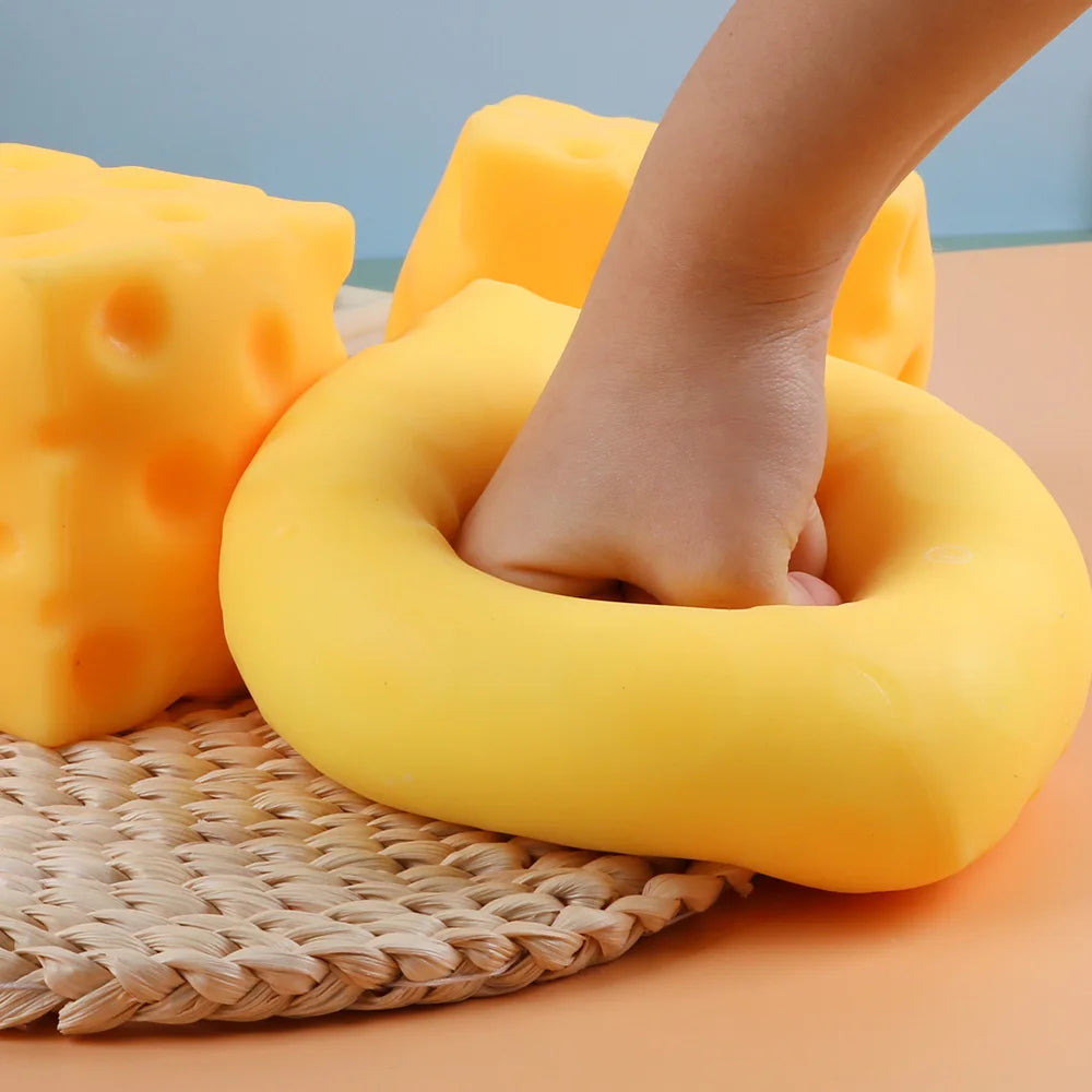 Jumbo Cheese Squeeze Fidget Toy – Slow Rebound Stress Relief