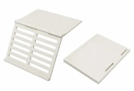 A white foldable Mahjong card holder with a non-slip stand shown from above.