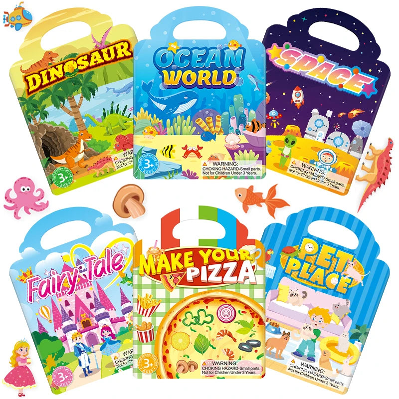 Reusable Jelly Sticker Books for Kids - Animal & Ocean Themes