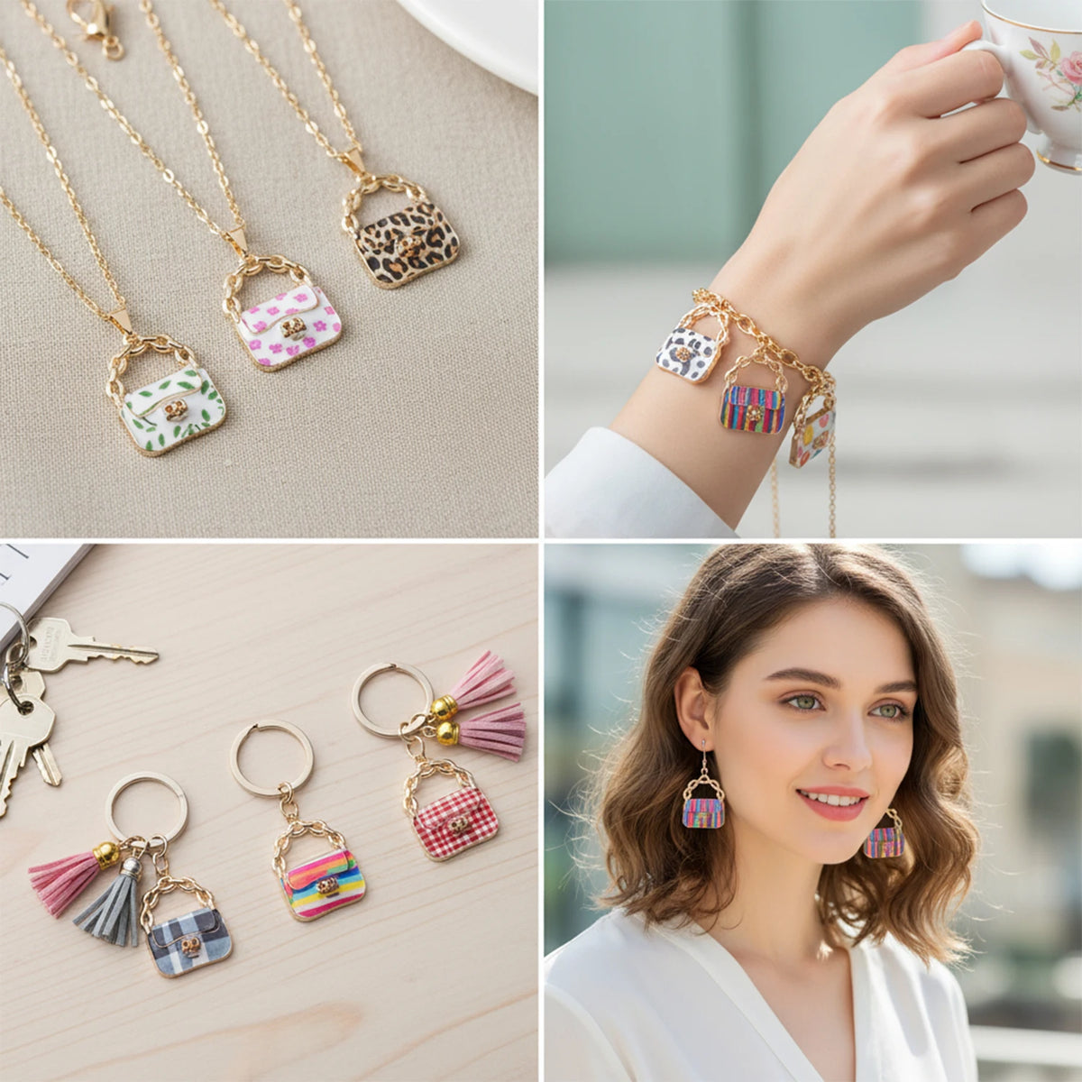 Colorful Enamel Handbag Charms for Jewelry Making