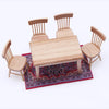 Handwoven Turkish style miniature carpet mat with wooden chairs and table for dollhouse decor