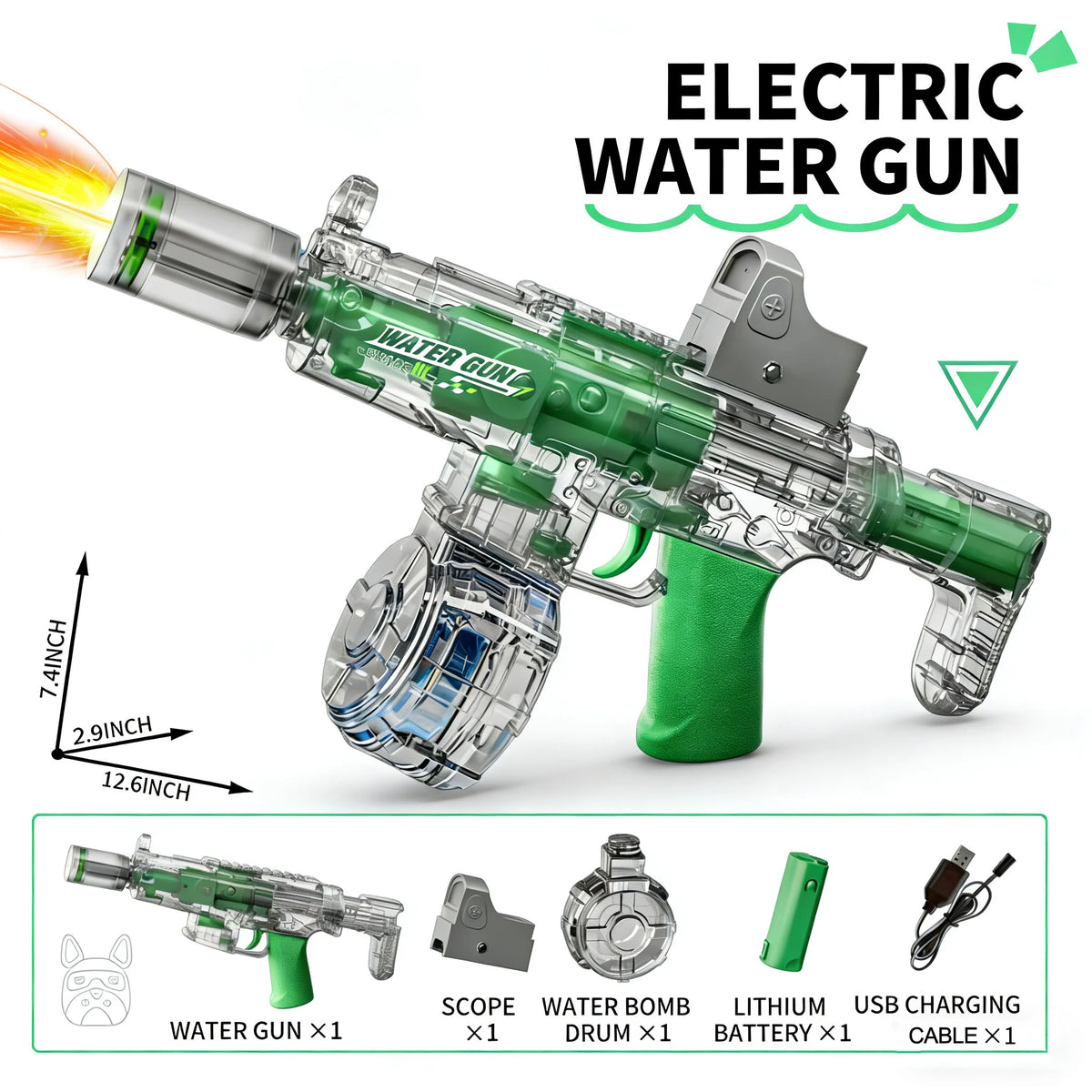 Electric Water Gun with Recoil Effect & Sensor Lights