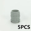 Five gray cylindrical building blocks used as a treasure chest set.