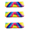 A colorful, rainbow-striped butter stick squishy toy labeled salted butter.