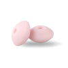 Two pink silicone lentil beads shaped like an abacus for jewelry making