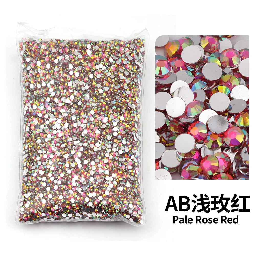 Bag of pale rose red flat-back resin rhinestones for DIY craft and nail art