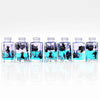 A set of seven floral resin potion bottles with various designs and colors, displayed in a row.