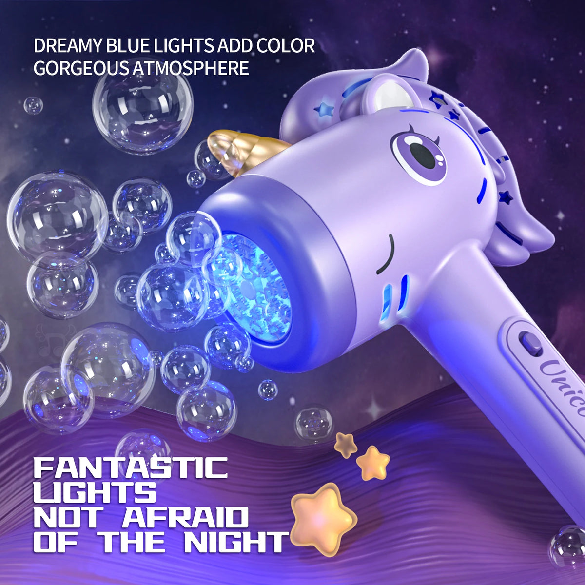 Unicorn Bubble Blower with LED Lights