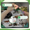 A child is interacting with a bilingual English-Vietnamese interactive talking book featuring various animals.
