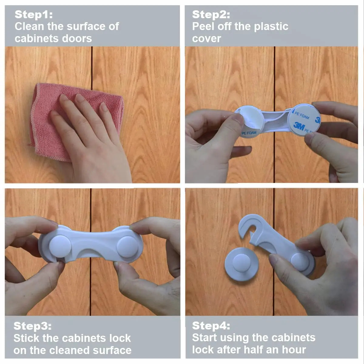 Adhesive Cabinet Locks for Baby Safety – Childproof Drawer and Cupboard Latches
