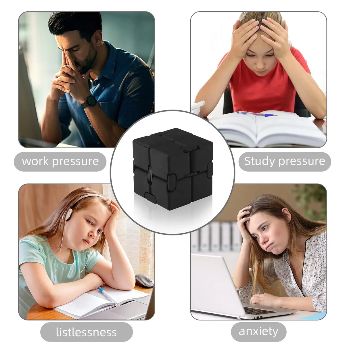 Infinity Cube Fidget Toy – Durable Metal & Plastic Stress Reliever