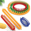 Round knitting loom kit with crochet hook for making hats, scarves, and blankets in various colors