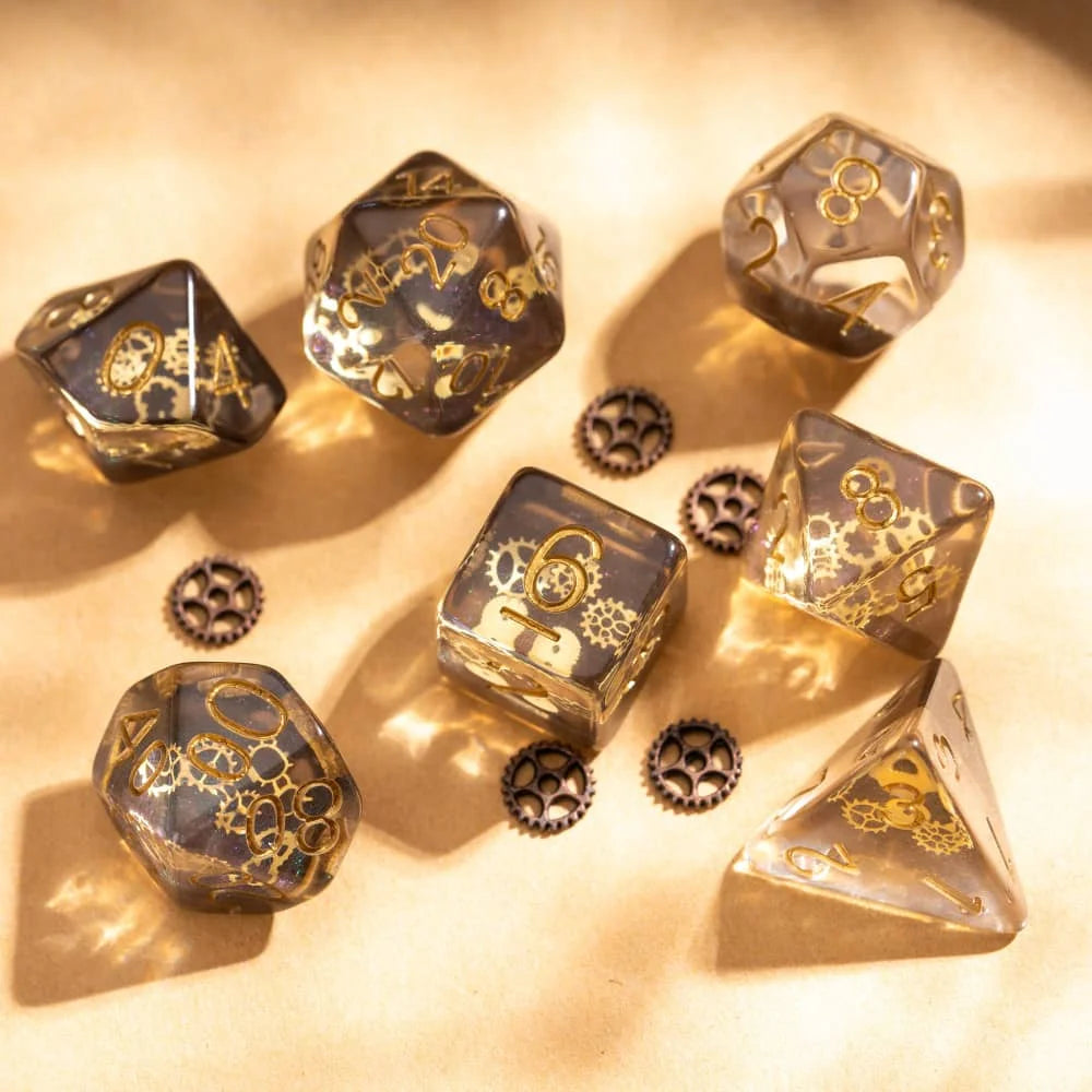 Steampunk Gear Dice Set for Tabletop RPGs