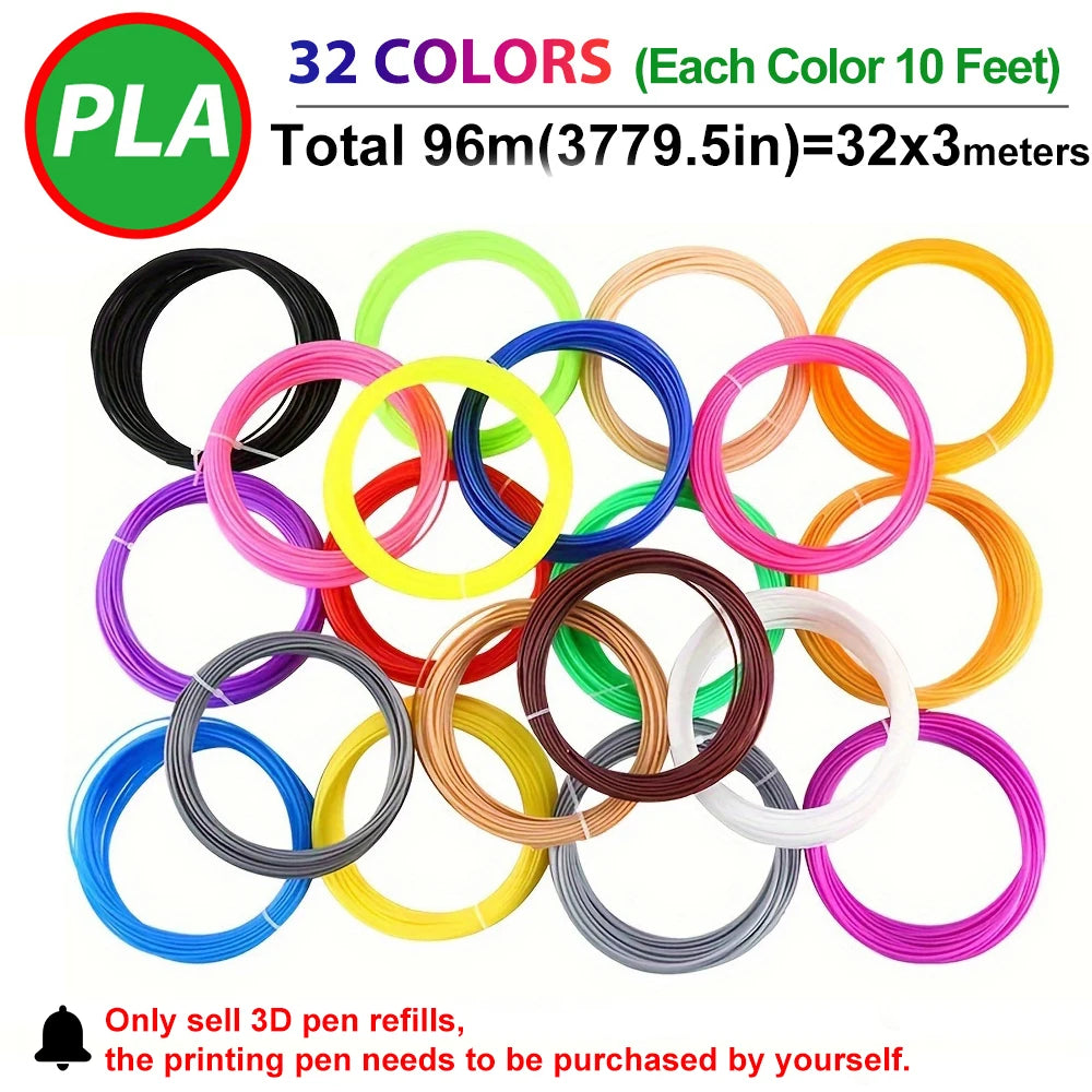PLA 3D Pen Filament Refill Pack – 1.75mm, Multi-Color Bundle